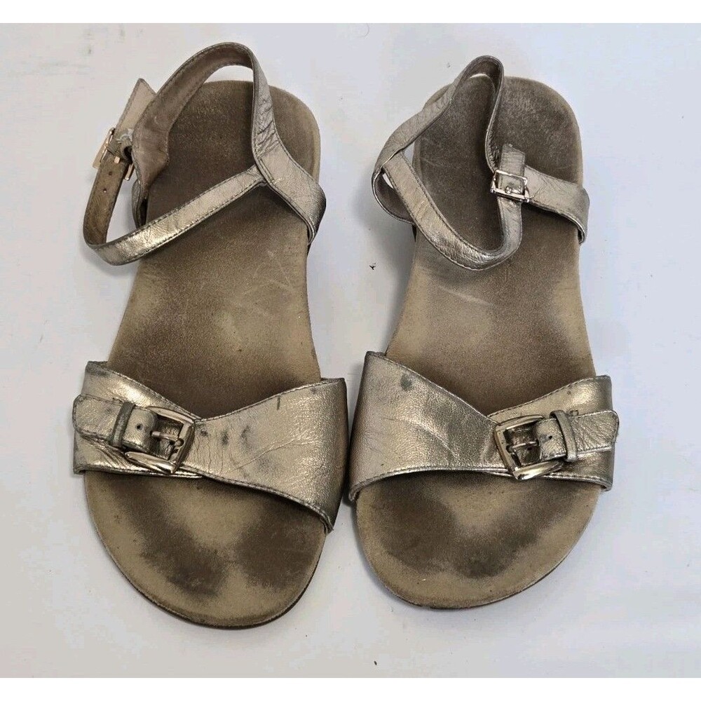 Vionic Sandals Womens 9 Orthotic Leather Ankle Strap Alita Platinum